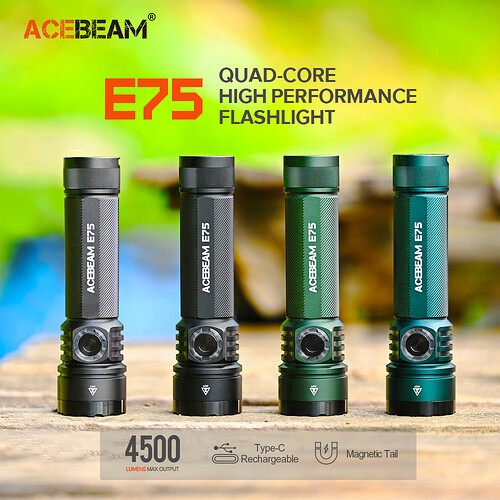 ACEBEAM E75 Quad-Core High Performance Flashlight