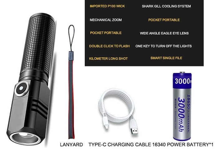 Rechargeable Type-c Flashlight-long kit-1