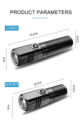 Rechargeable Type-c Flashlight Size