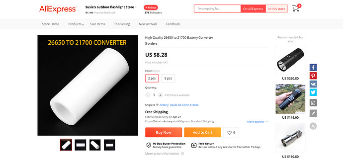 Screenshot 2023-04-02 at 17-26-31 8.28US $ High Quality 26650 To 21700 Battery Converter - Portable Lighting Accessories - AliExpress