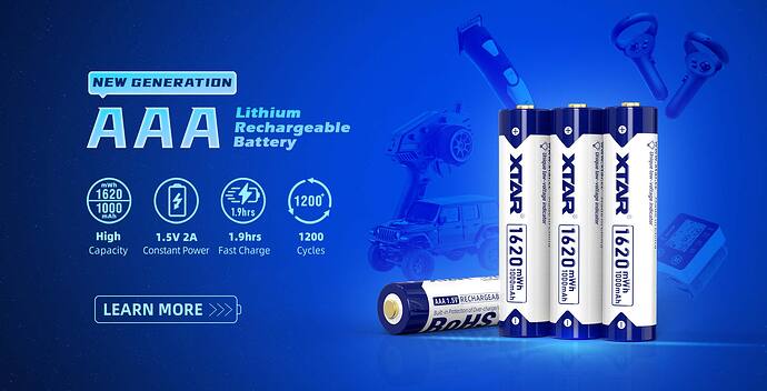 XTAR AAA Lithium 1620mWh Battery