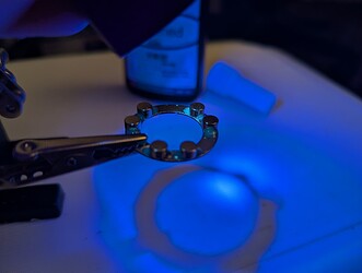 Gluing the magnets to the washer