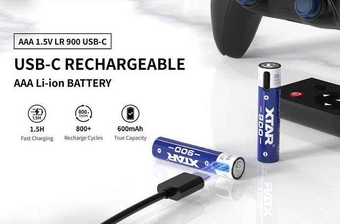AAA 1.5V LR 900 USB-C Li-ion Battery