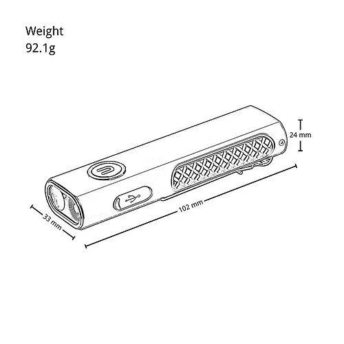 UltraFire S3 Size Weight Lineart