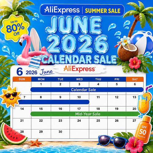 ALIEXPRESS CALENDAR SALE JUNE 2026