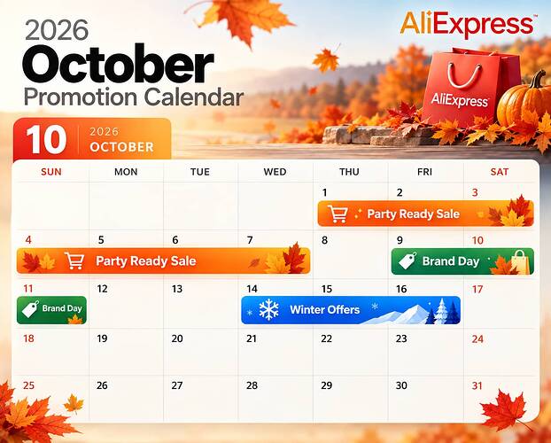 ALIEXPRESS SALE CALENDAR OCTOBER 2026
