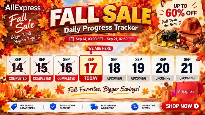 DAILY TRACKER FALL SALE SEPTEMBER 2026
