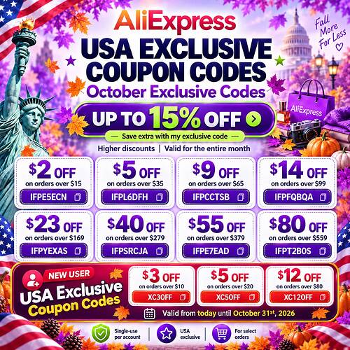 ALIEXPRESS USA EXCLUSIVE COUPON CODES - OCTOBER 2026