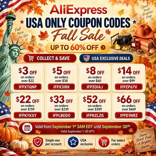 ALIEXPRESS FALL SALE USA ONLY COUPON CODES SEPTEMBER 2026 XPRESSCOUPONS