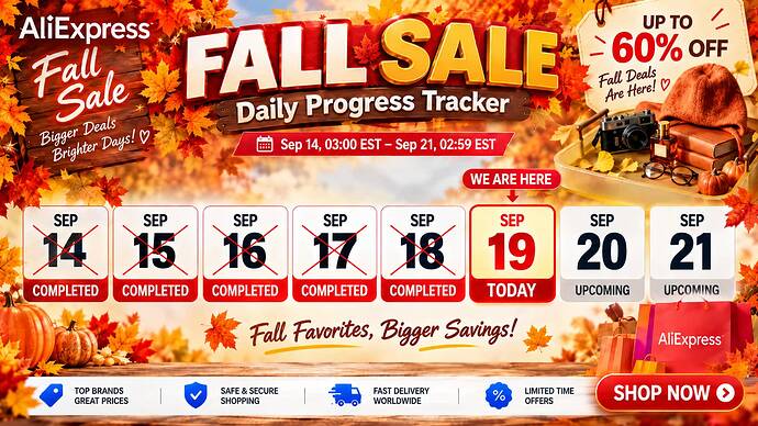 DAILY TRACKER FALL SALE SEPTEMBER 2026