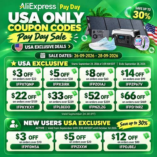 ALIEXPRESS PAYDAY USA ONLY CODES SEPTEMBER 2026