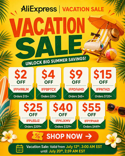 ALIEXPRESS VACATION SALE - JULY 2026