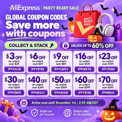 ALIEXPRESS GLOBAL COUPON CODES - OCTOBER 2026