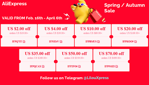 February 2025 AliExpress Spring  Autumn Sale Promo Codes