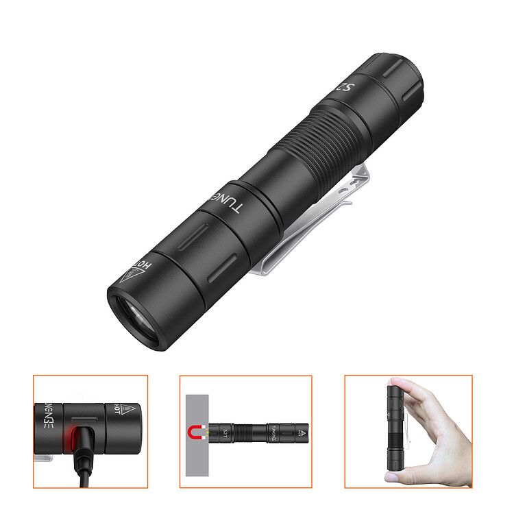 Tunenge Edc Tactical Flashlight Traveler S21 Tactical Tail Switch 