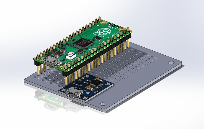 Pi on a perfboard with a Li-ion charger