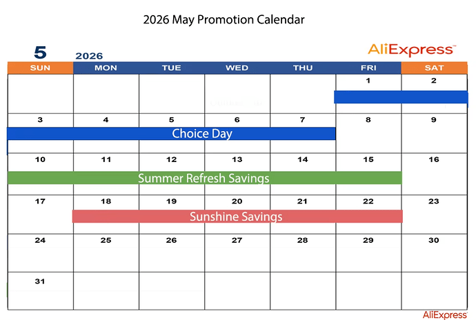 May 2026 AliExpress Sale Calendar