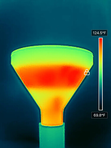 a thermal photo of a LIFX PAR38 bulb where red is hottest and blue is coldest