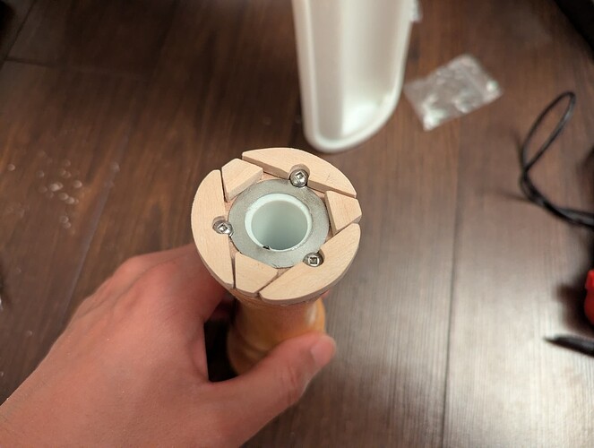 A quick check for fit before finalizing the wood pieces