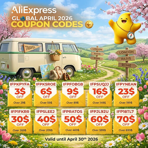 Aliexpress Global coupon codes valid until April 30th 2026