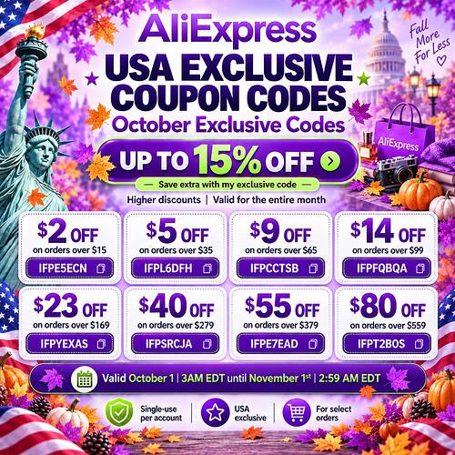 ALIEXPRESS USA EXCLUSIVE COUPON CODES - OCTOBER 2026