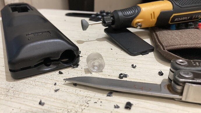 (Working with mini rotary tool & Leatherman's knife