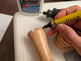 Staining the interlocking pieces