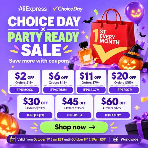 ALIEXPRESS CHOICE DAY OCTOBER 2026 COUPON CODES
