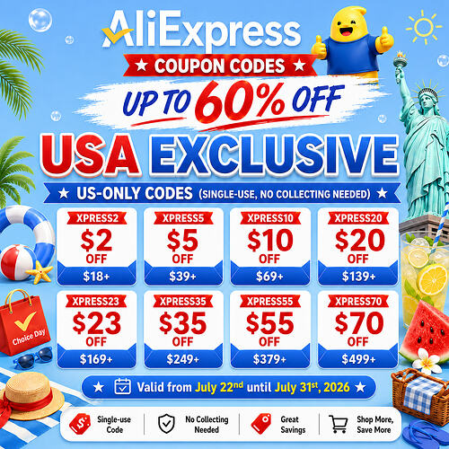 ALIEXPRESS USA ONLY COUPON CODS - JULY 2026 JULY 22ND