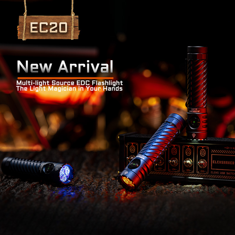 ACEBEAM EC20 3コアLED＋補助RGB 2800lm 370メートル EC20 Multi-light Source EDC Flashlight|Acebeam® Official